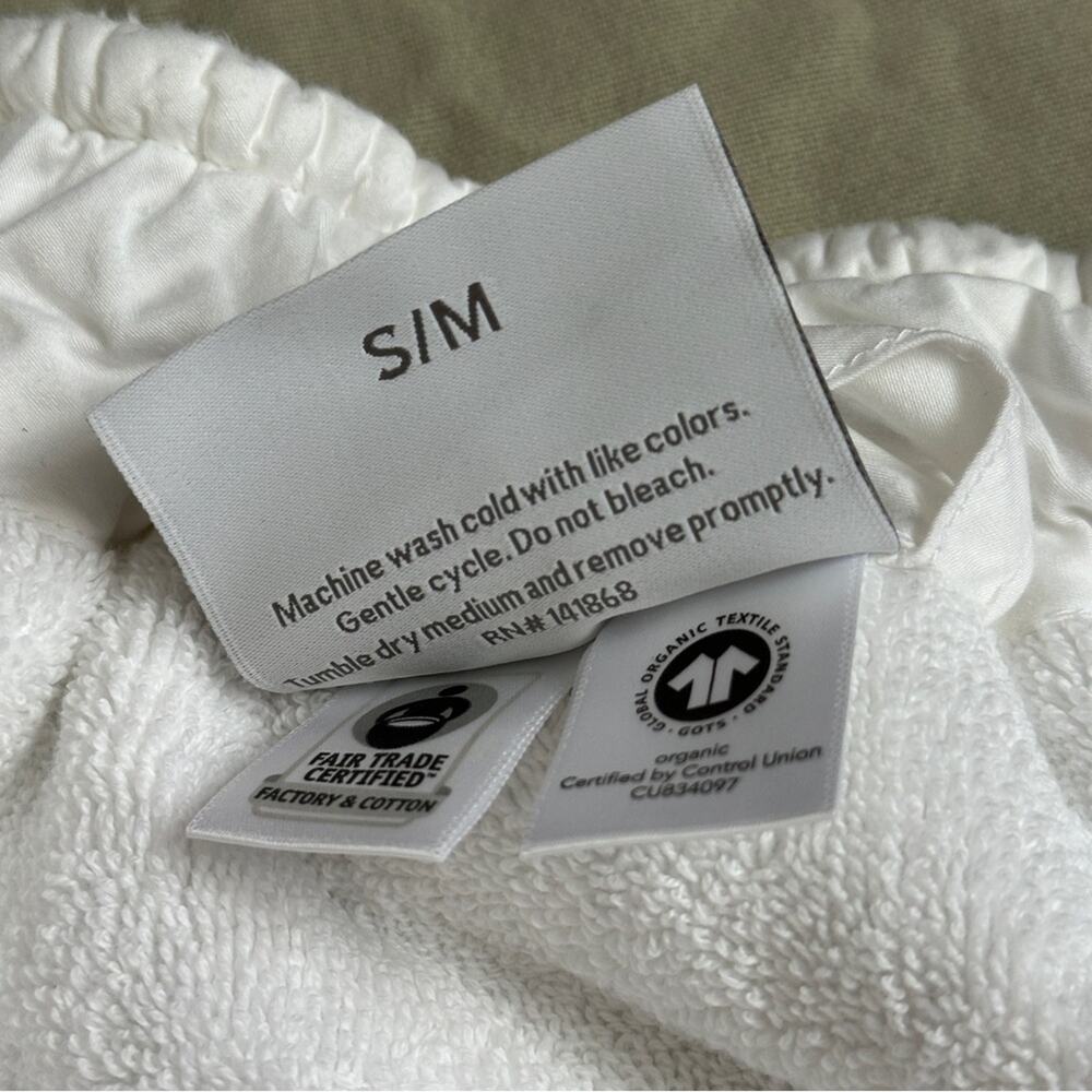 Boll & Branch S/M Organic Cotton White Terry Cloth Women's Towel Wrap Robe - Picture 5 of 8